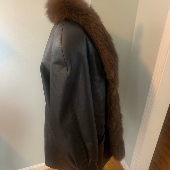 Henig Furs Vintage leather & fur coat, size M - Picture 4 of 8